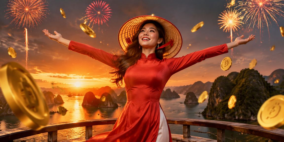 Người dùng tại vịnh Hạ Long xem kèo esports trên điện thoại với nón lá truyền thống